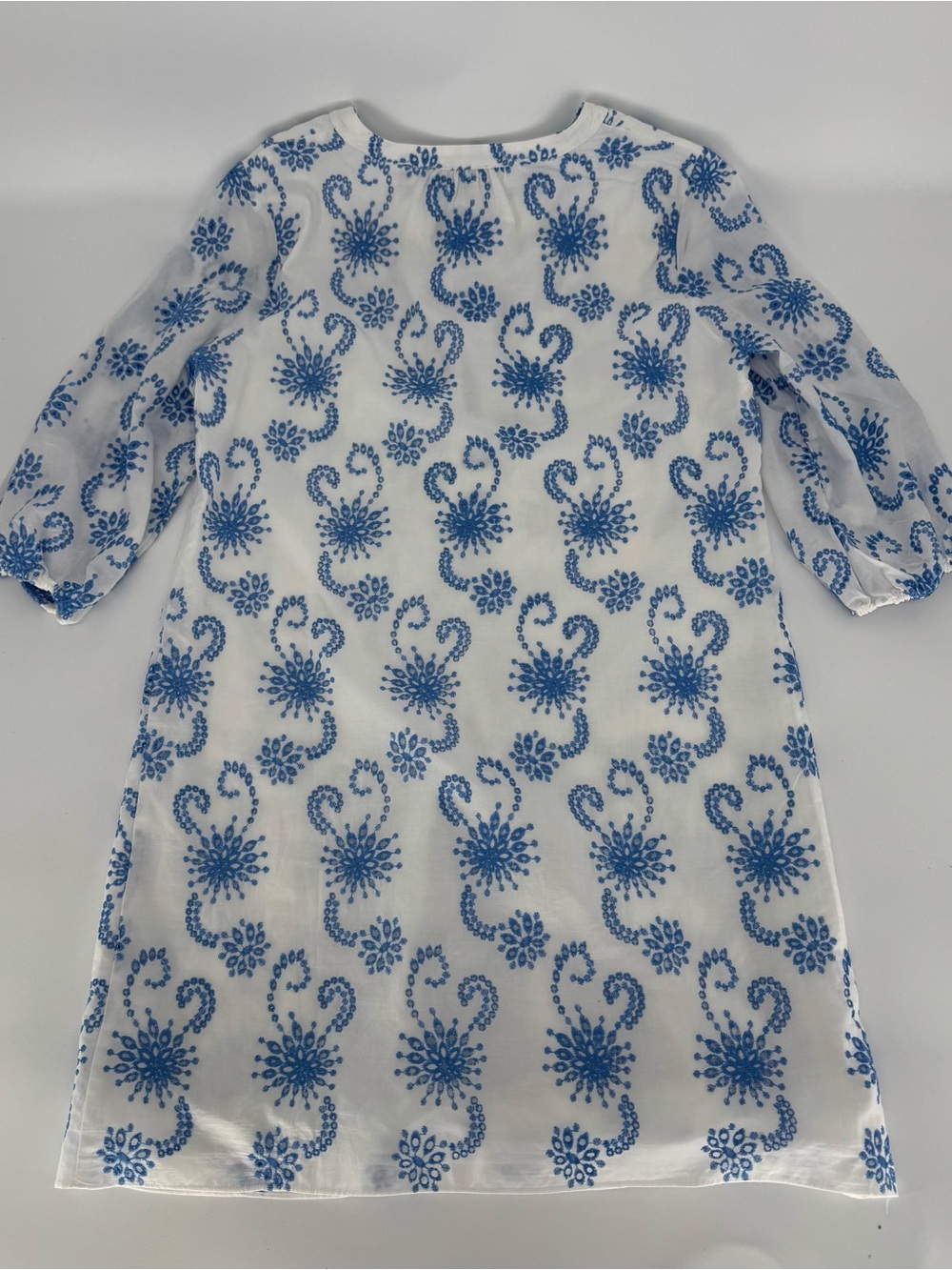 Talbots Women White Dress with Blue Floral Print Size 10P - Picture 12 of 13